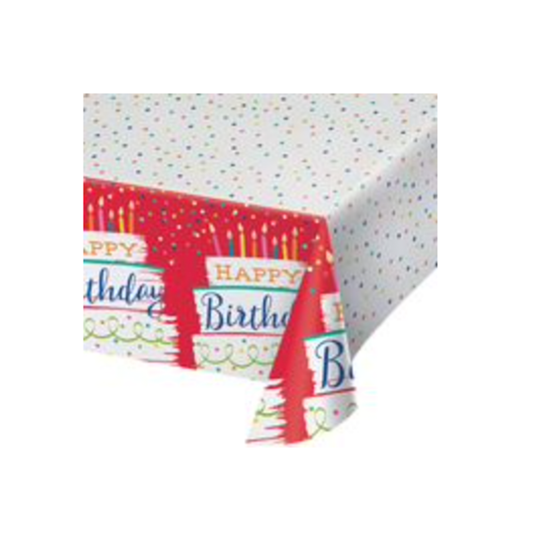 Generic Happy Birthday Plastic Rectangle Table Cover, 1ct