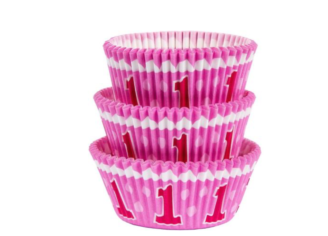Girl 1st Birthday Baking Cups