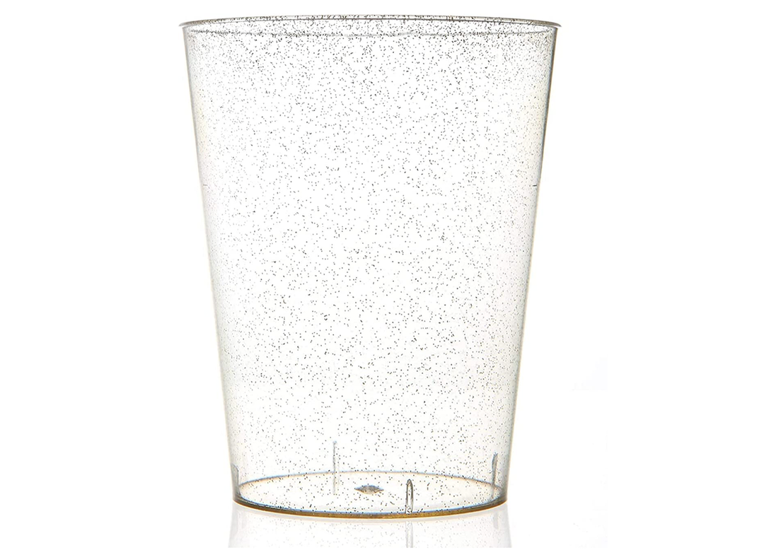 Gold Glitter Transparent Plastic Tumblers, 14oz, 50ct