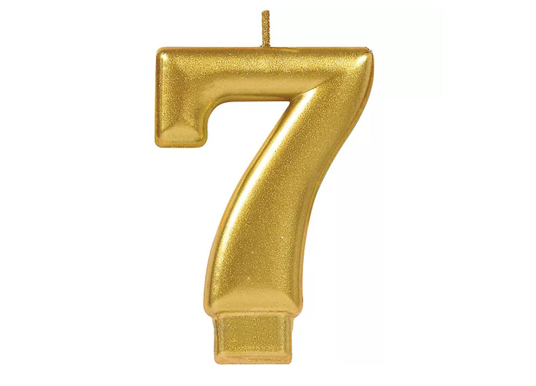 Gold Number 7 Birthday Candle