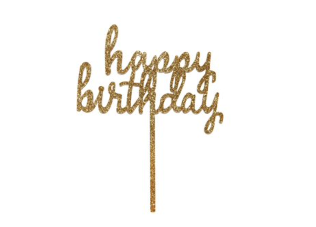 Gold Sparkle "Happy Birthday" Cake Topper