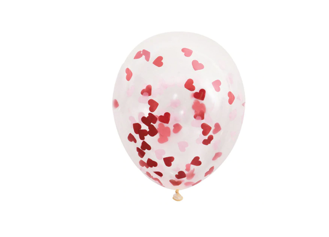 Red Heart Confetti Latex Balloons (6)