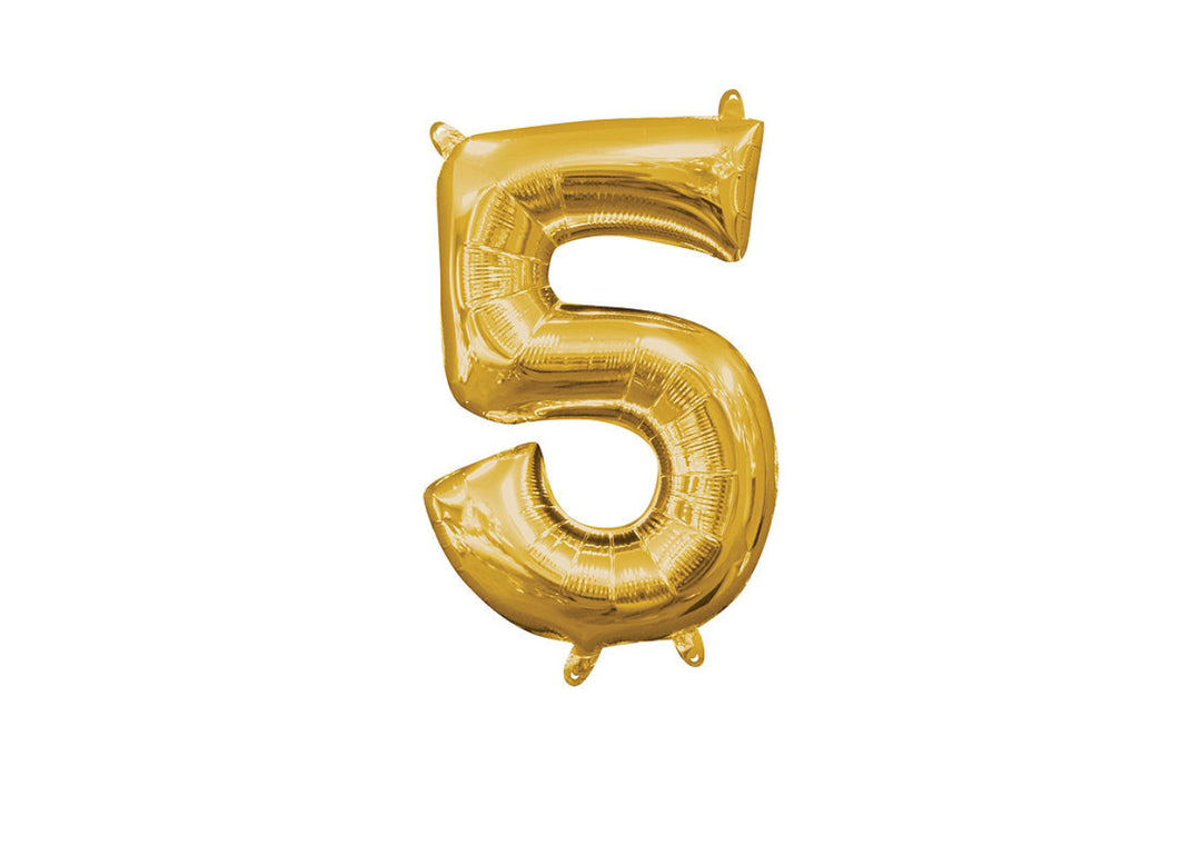 Mini Gold Number 5 Balloon (do not float)