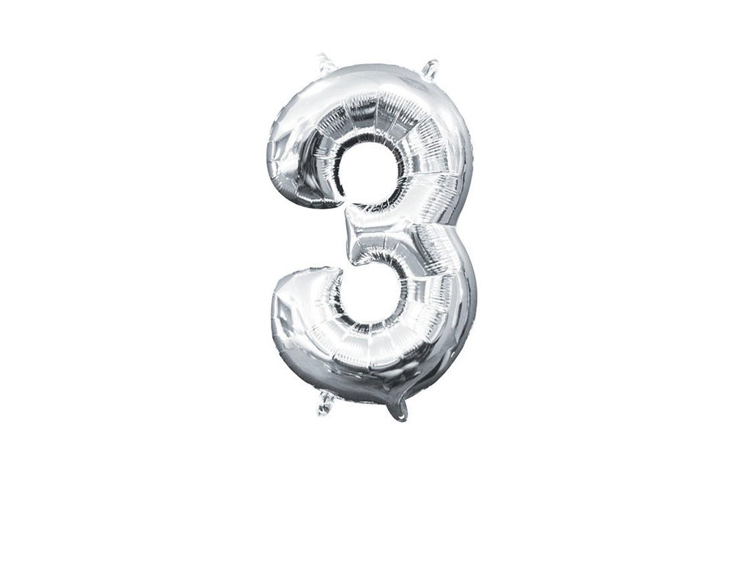 Mini Silver Number 3 Balloon (do not float)