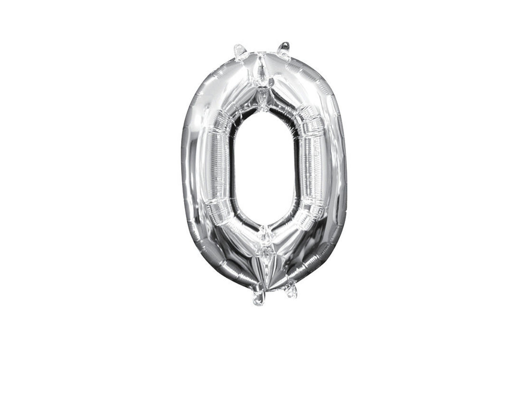 Mini Silver Number 0 Balloon (do not float)
