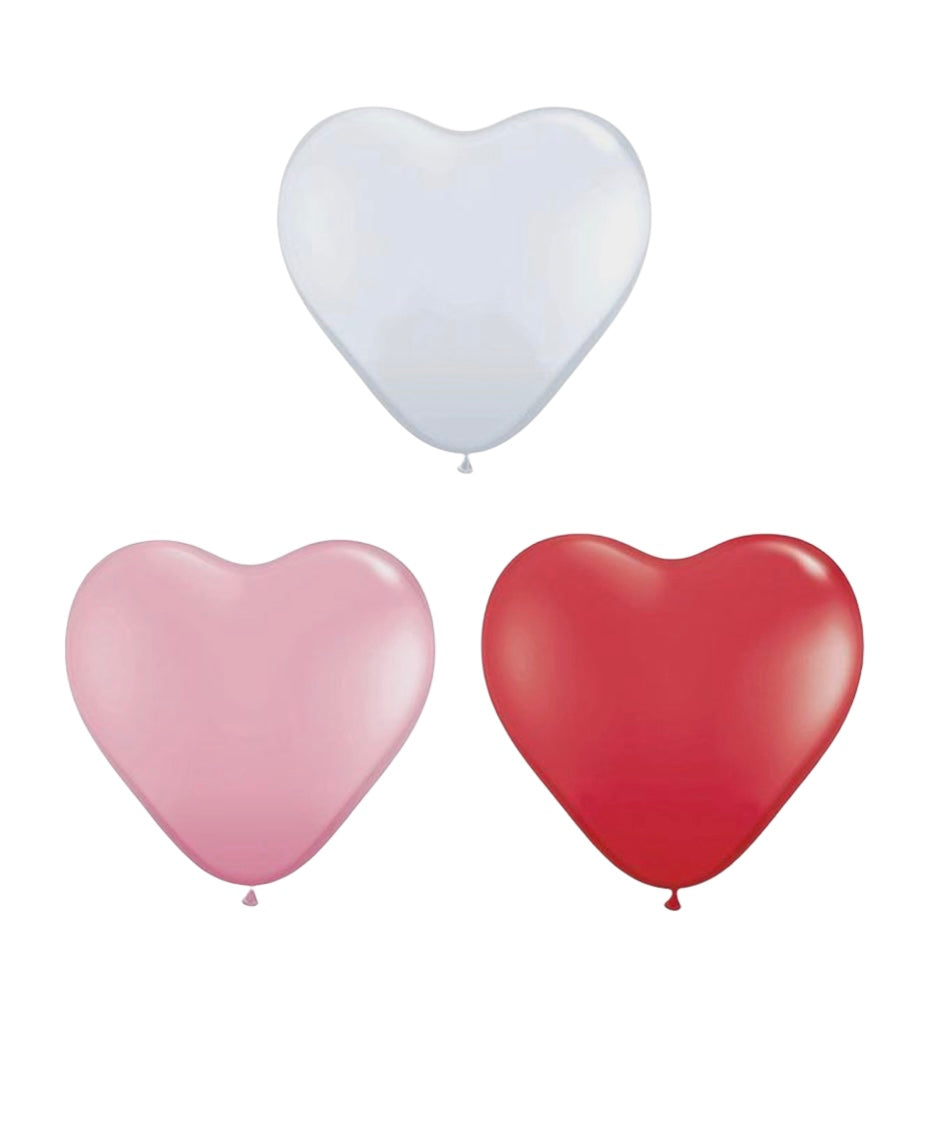 6 count heart latex balloons
