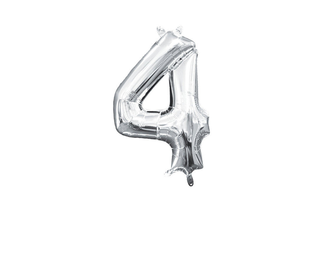 Mini Silver Number 4 Balloon (do not float)