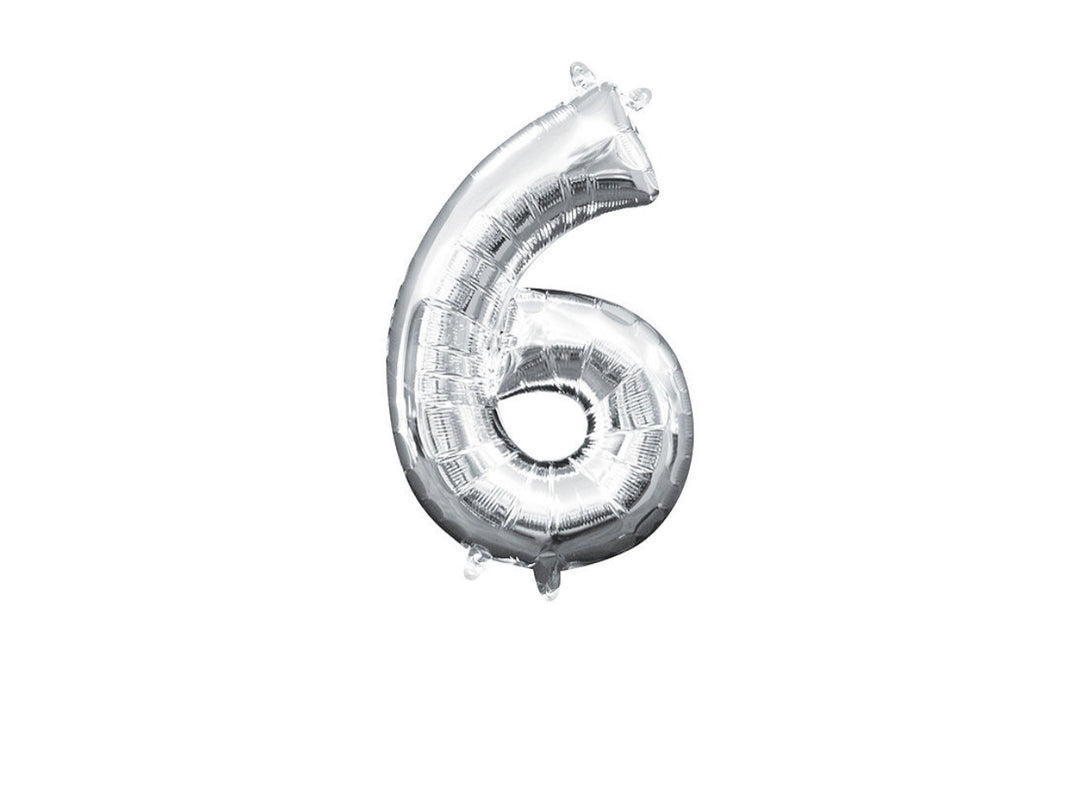 Mini Silver Number 6 Balloon (do not float)