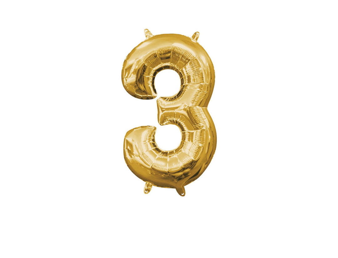 Mini Gold Number 3 Balloon (do not float)