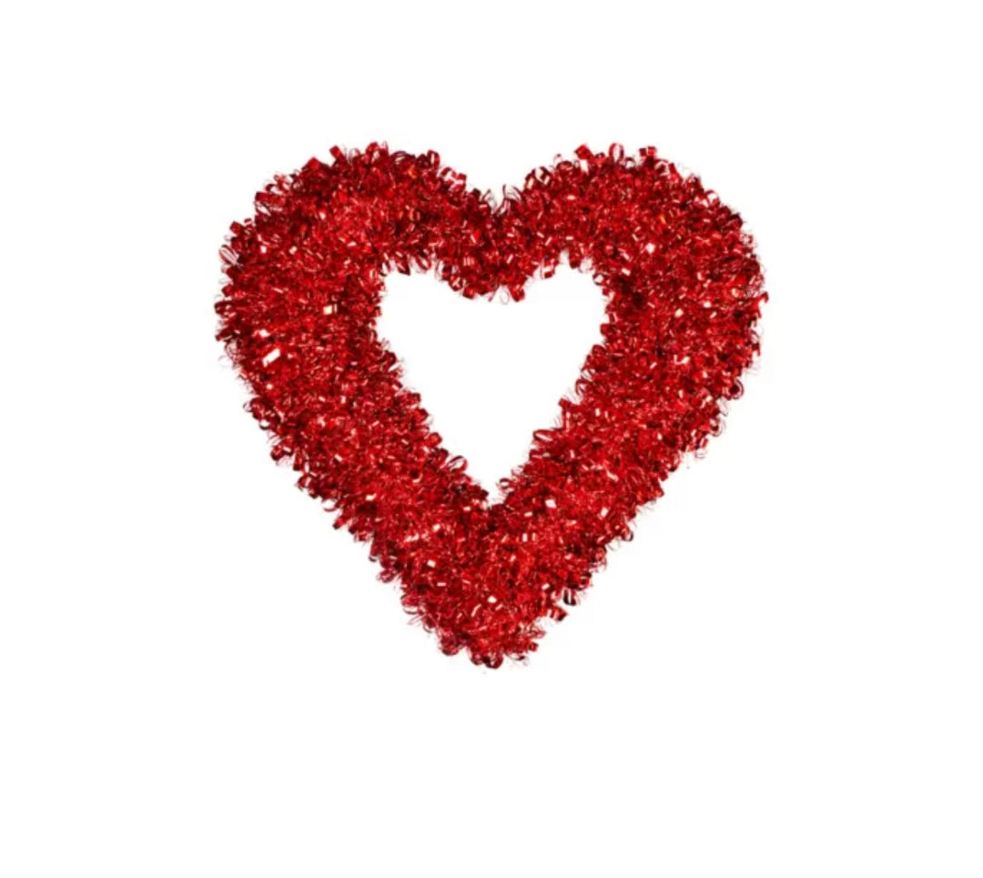 Red Heart Tinsel Wreath