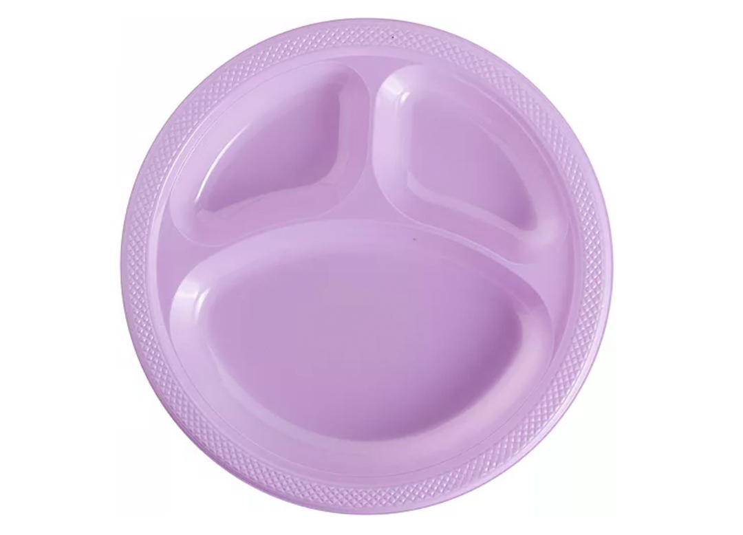 Lavender Plastic Divided Dinner Plates , 20ct