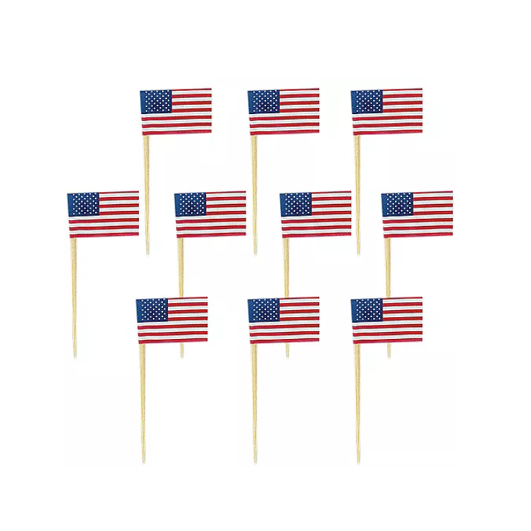 Mini American Flags Dessert Toppers, 25 ct