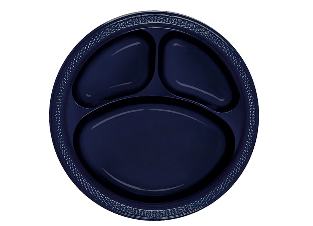 Navy Divided Dinner Plates, 20ct