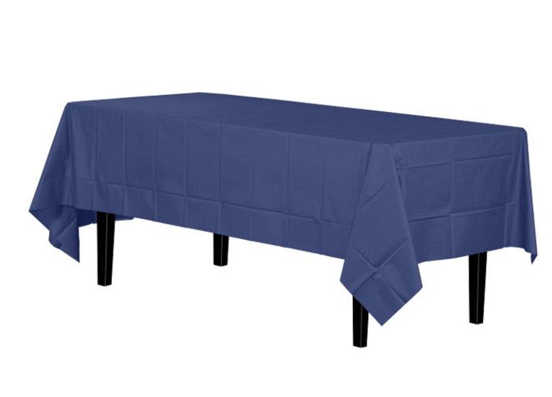 Navy Blue Rectangle Disposable Plastic Table Cover