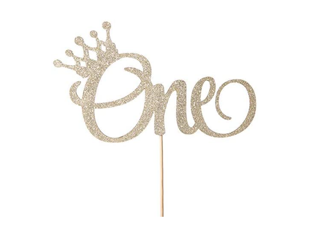 Gold Glitter "ONE" Cake Topper