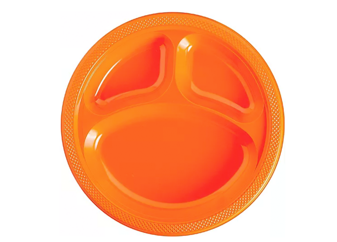Orange Divided Dinner Plates, 20ct