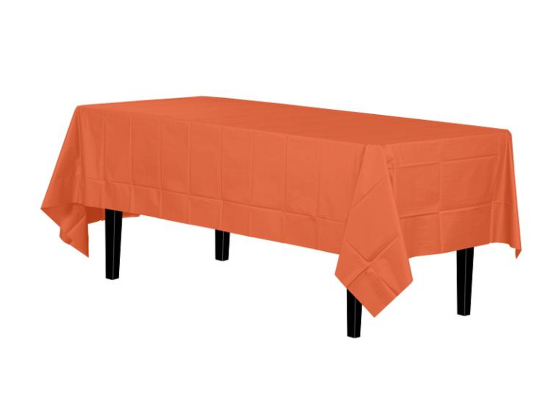 Orange Rectangle Disposable Plastic Table Cover