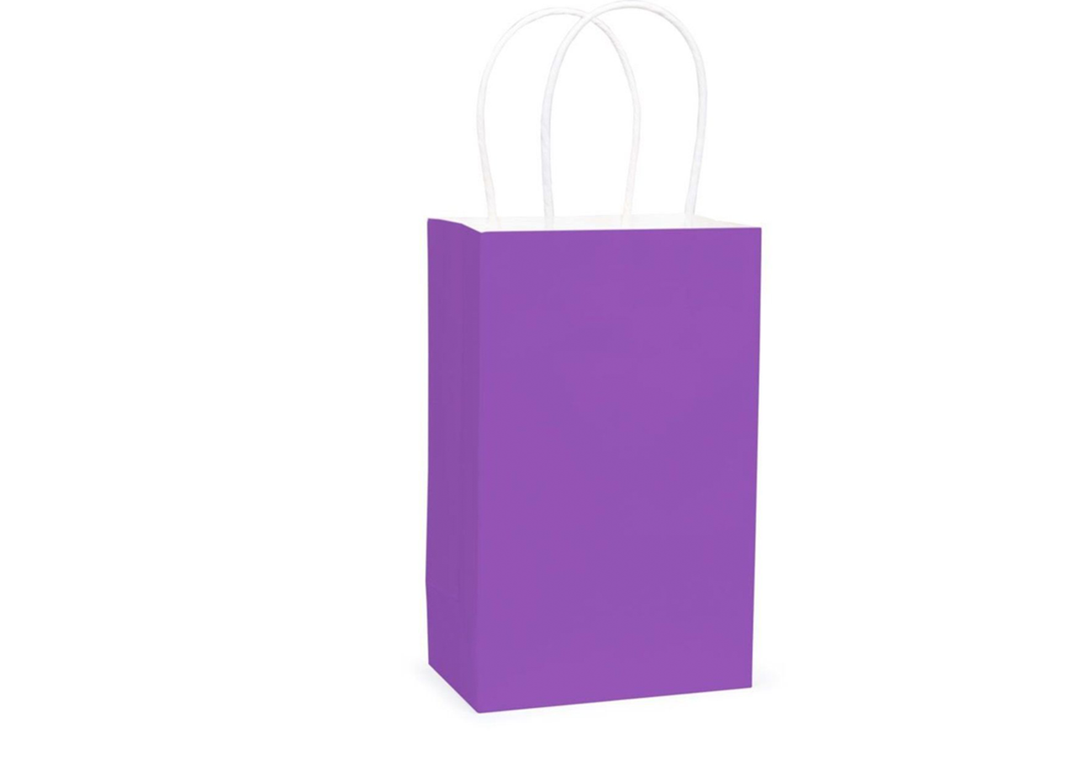 Purple Paper Party Favor Gift Bag with Handles - 12 ct