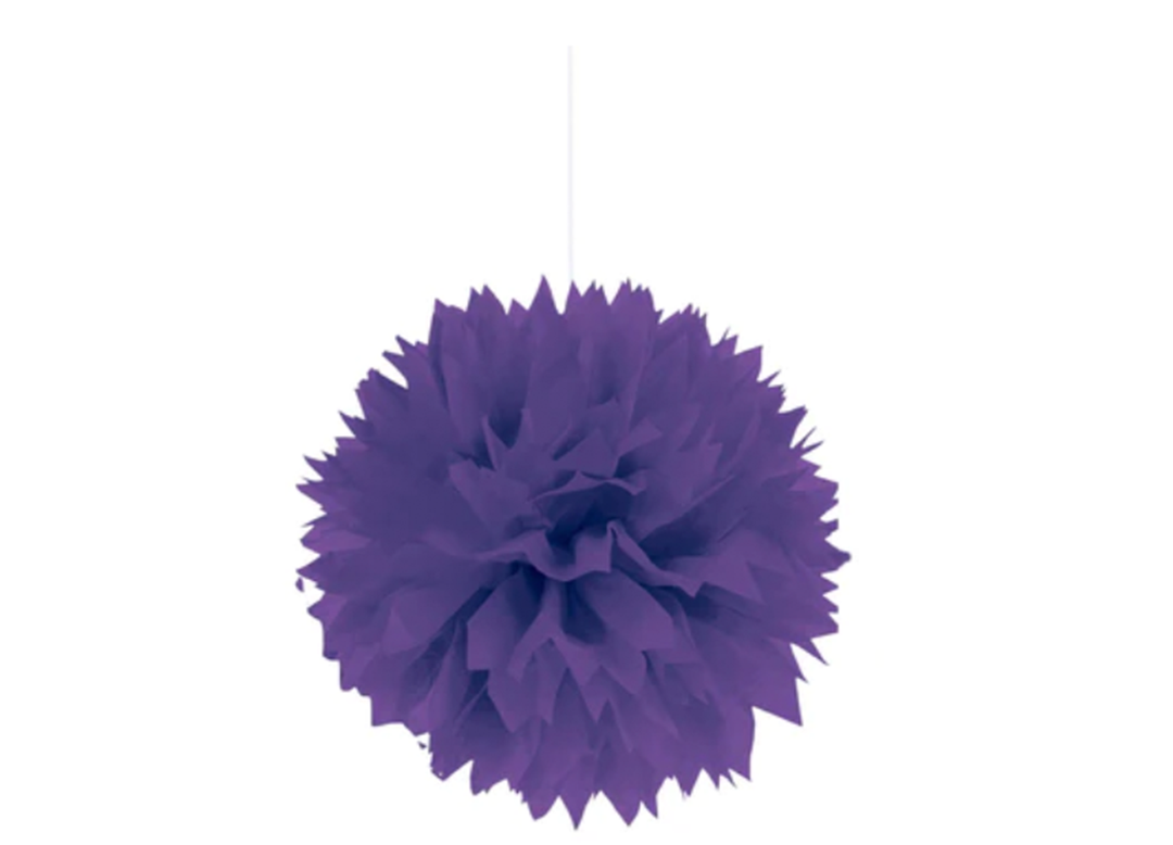 Purple Tissue Hanging Pom Poms 3ct