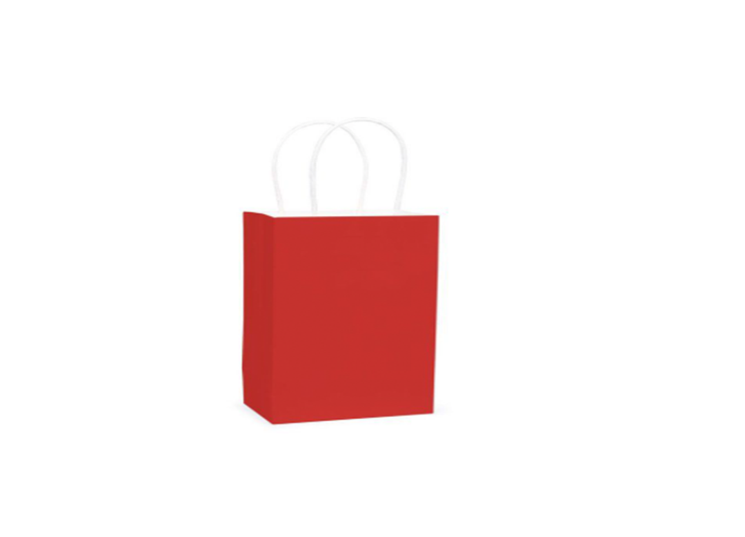 Red Paper Party Favor Gift Bag with Handles - 12 ct