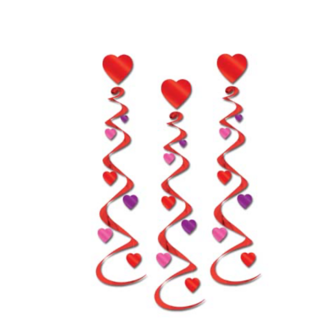 Red and Pink Heart Swirls Decoration 12pcs V4