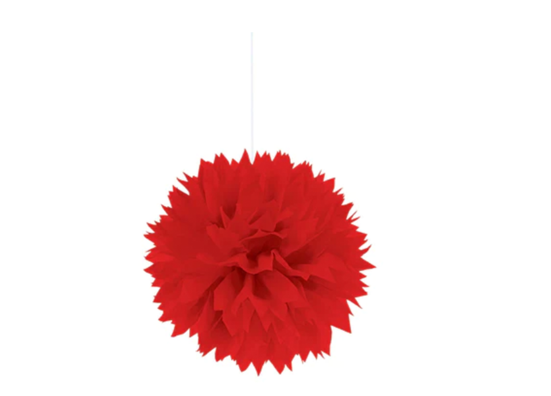Red Tissue Hanging Pom Poms 3ct