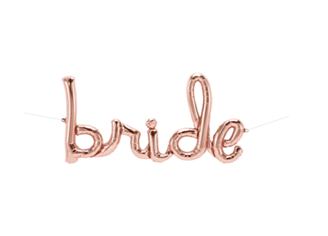 Rose Gold Cursive BRIDE Air Filled Balloons, Balloons for Shower Bachelorette Party Decorations