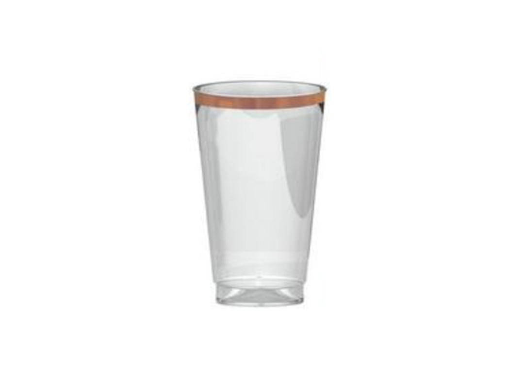Rose Gold -Trimmed Premium Plastic Tumblers, 16oz, 16ct (Disposable)