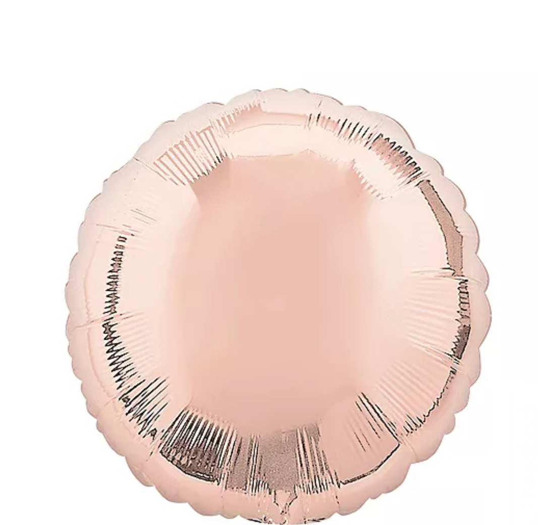 18" Metallic Rose Gold Circle Foil Balloon (1 COUNT)