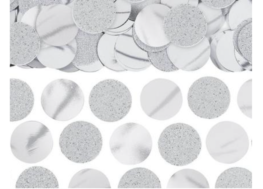 Silver Glitter Metallic Circle Confetti