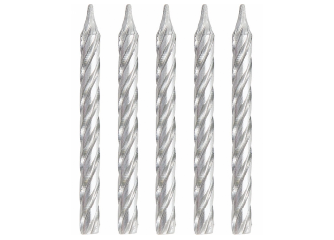 Silver Spiral Birthday Candles