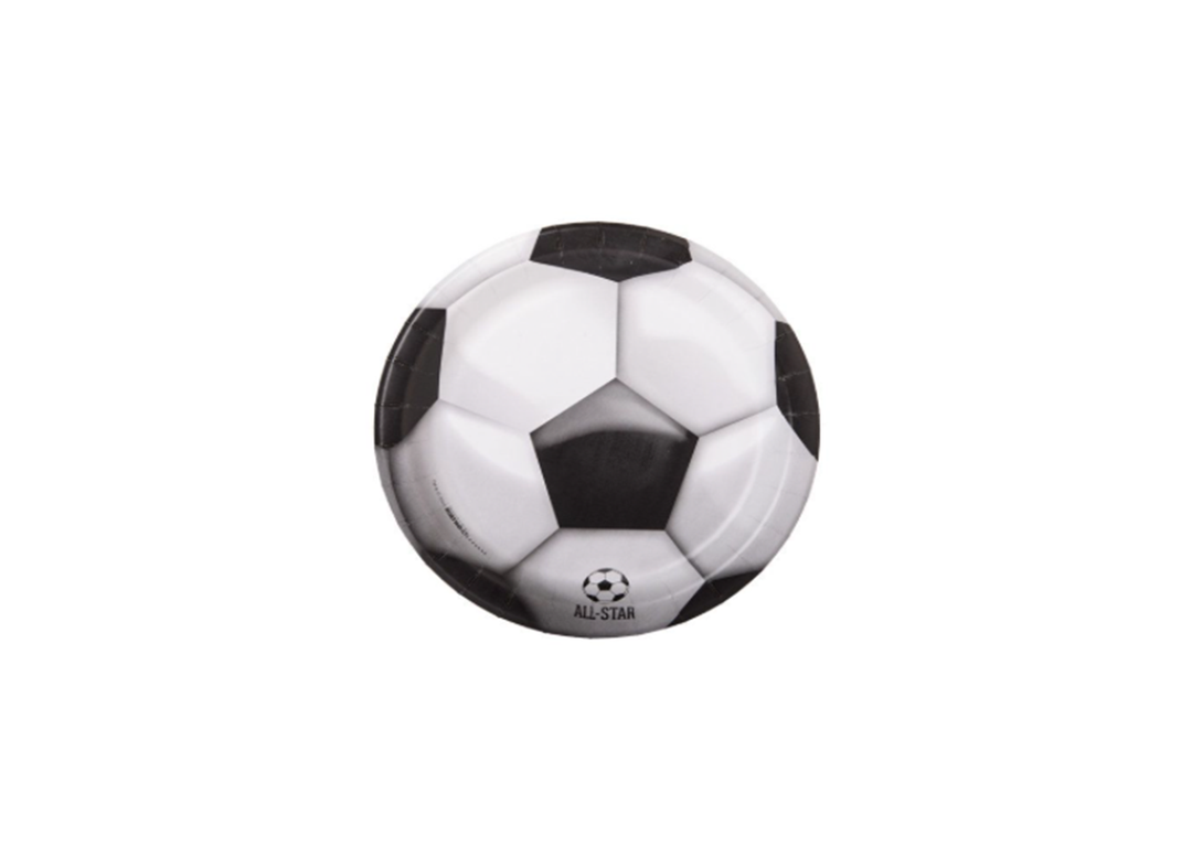 Soccer Round Paper Dessert Plates, 8ct