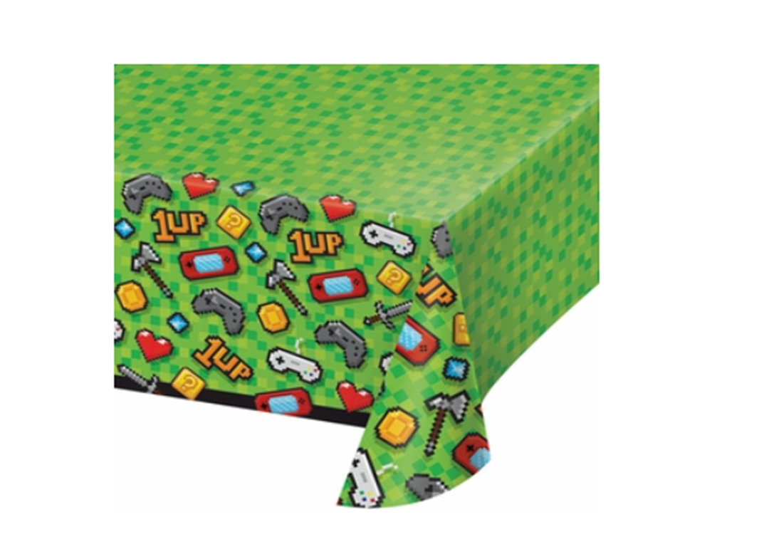 Birthday Video Gaming Plastic Rectangle Table Cover, 1ct