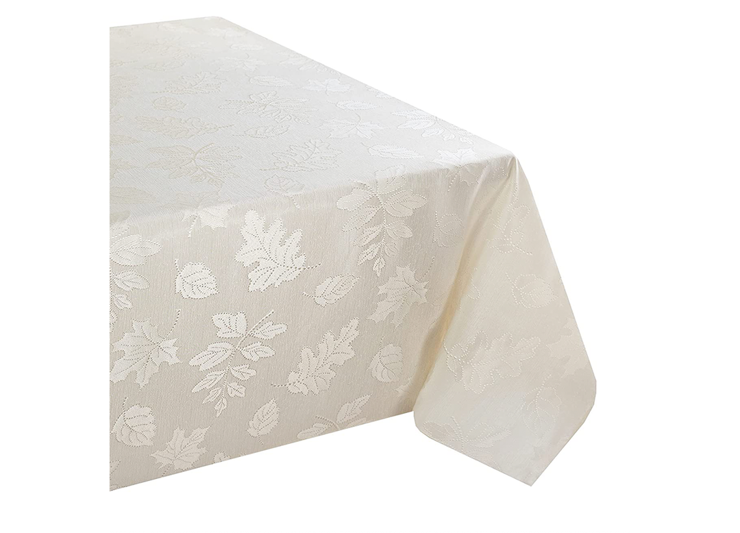 Ivory Rectangular Fall/ Thanksgiving Polyester Cloth Table Cover, 1ct