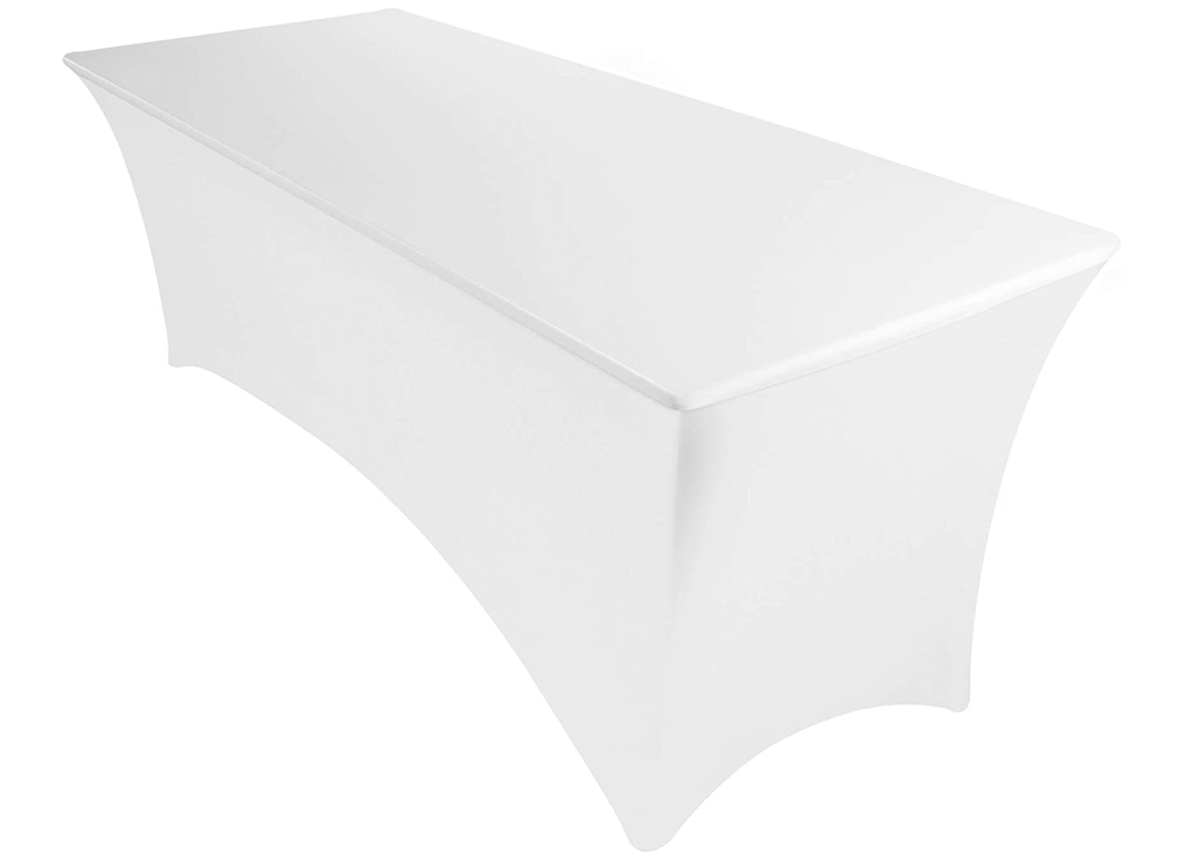 White Rectangular Spandex Fitted Table Cover