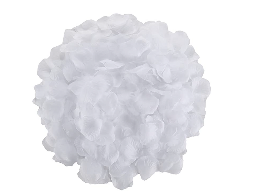 White Fabric Rose Petals , 300 ct