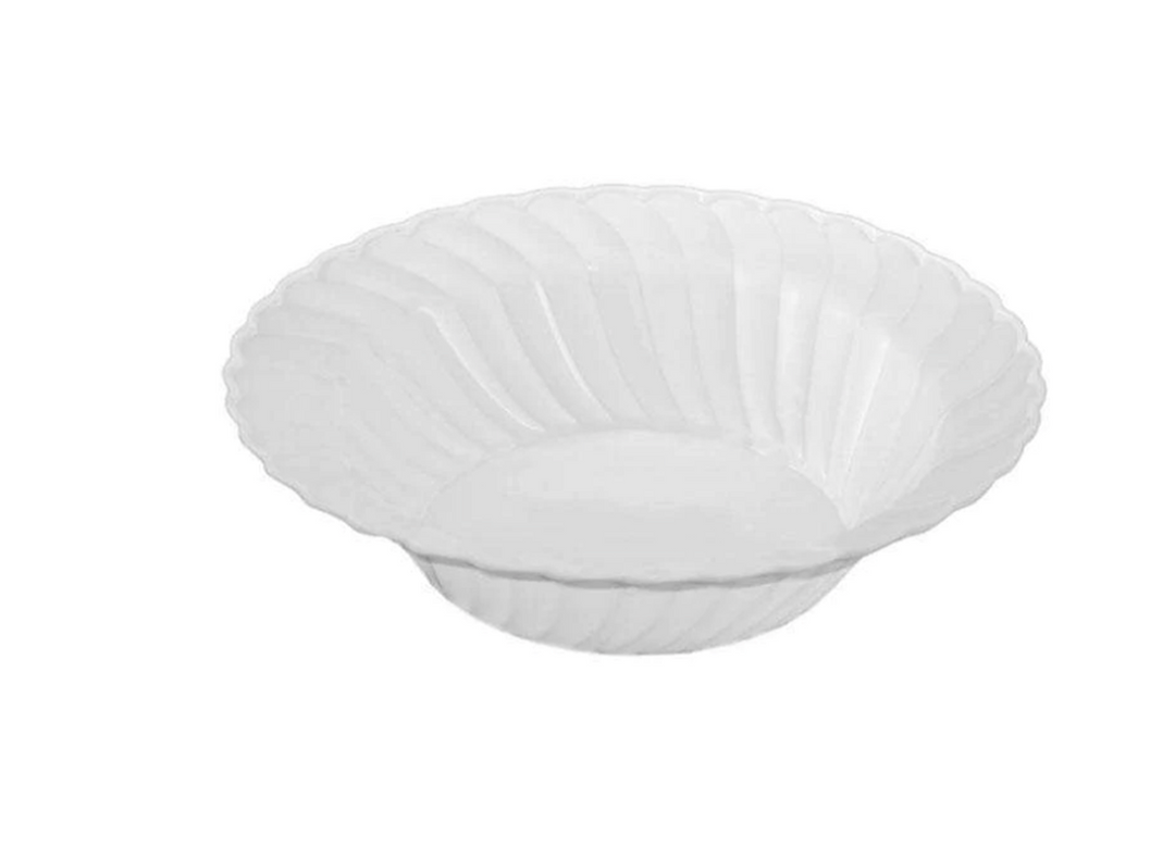 5oz White Plastic Dessert Bowl with Wave Border , 10ct