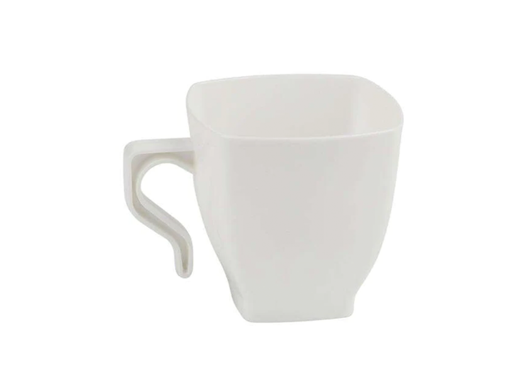 8ozWhite Square Plastic Coffee Mugs, 8ct