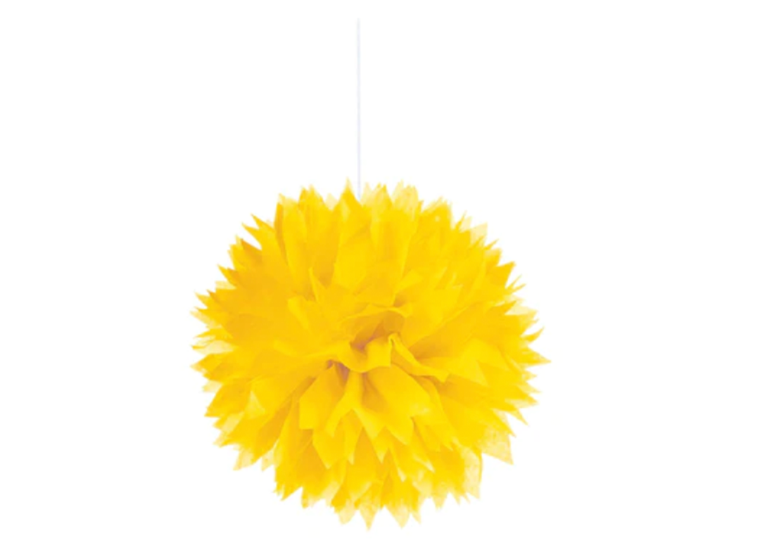 Yellow Tissue Hanging Pom Poms 3ct