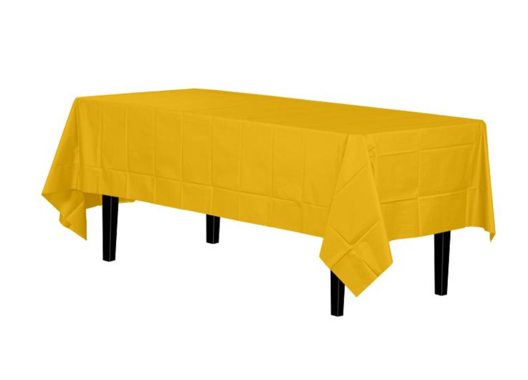 Yellow Disposable Plastic Table Cover, 1ct