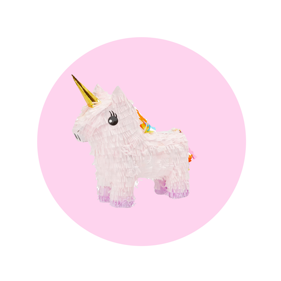 Colorful unicorn party supplies featuring plates, cups, napkins, and decorations with pastel rainbows, sparkles, and whimsical unicorn designs. Perfect for kids’ birthday parties and magical celebrations
