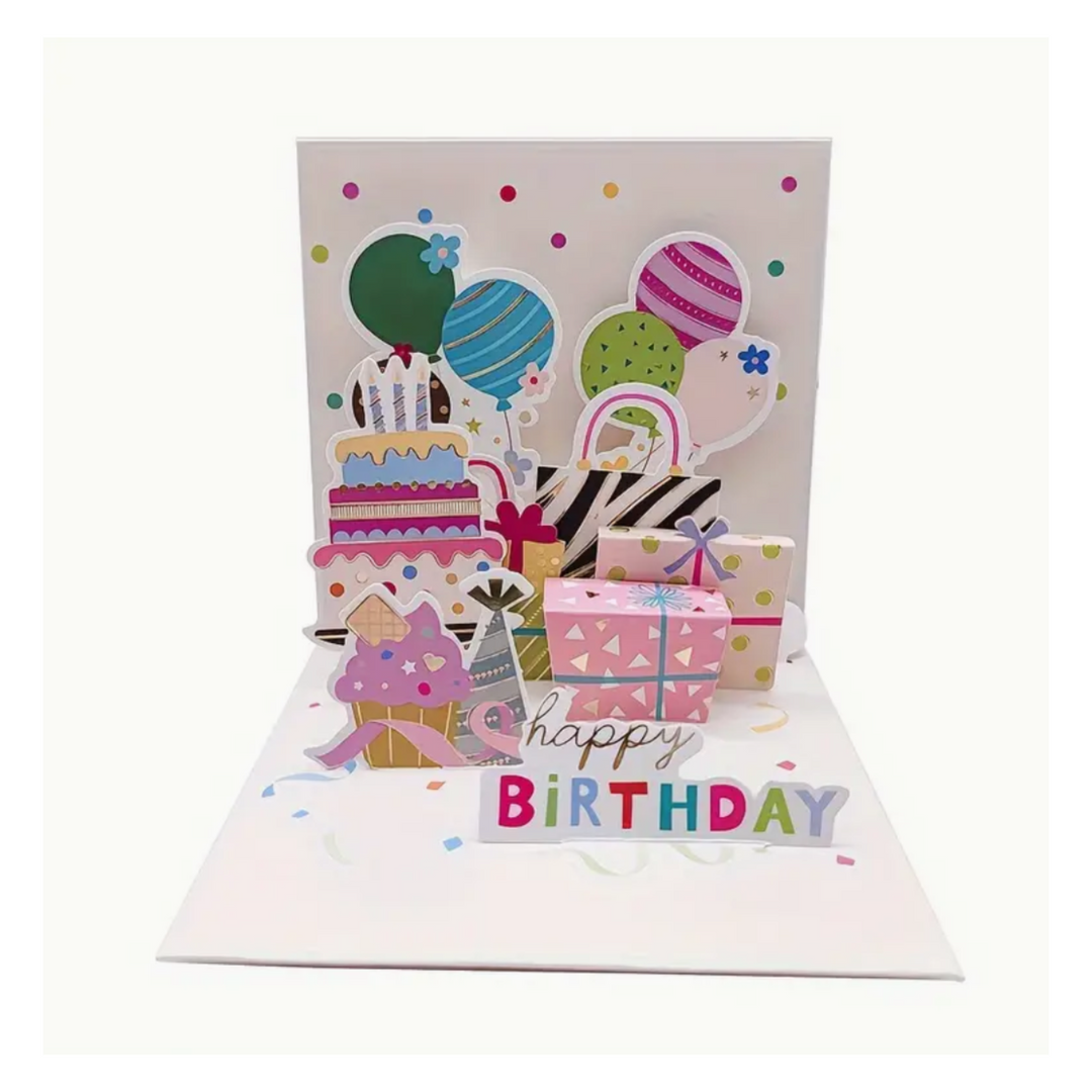 Happy birthday pop up greeting card 