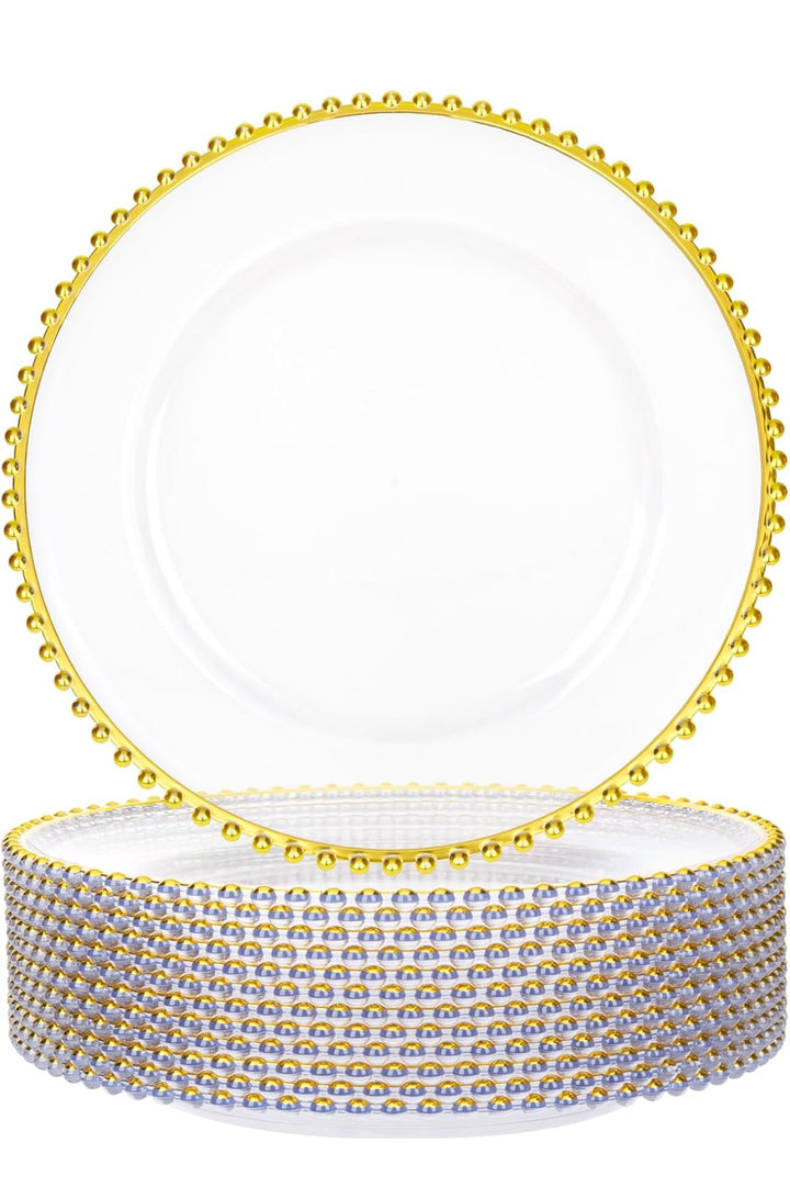 Gold Beaded Transparent Charger Plate 1ct