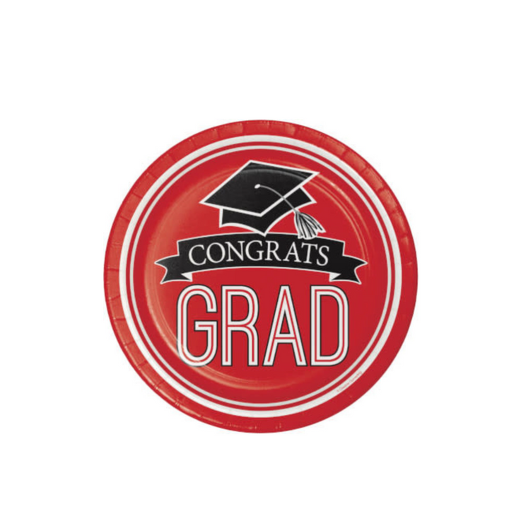 Red Graduation School Lunch Paper Plates, 54 CT