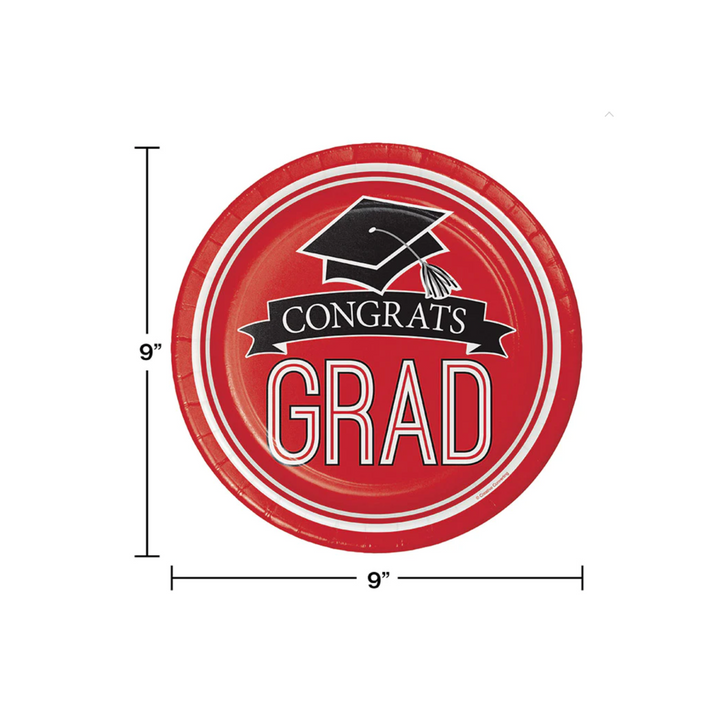 Red Graduation School Lunch Paper Plates, 54 CT