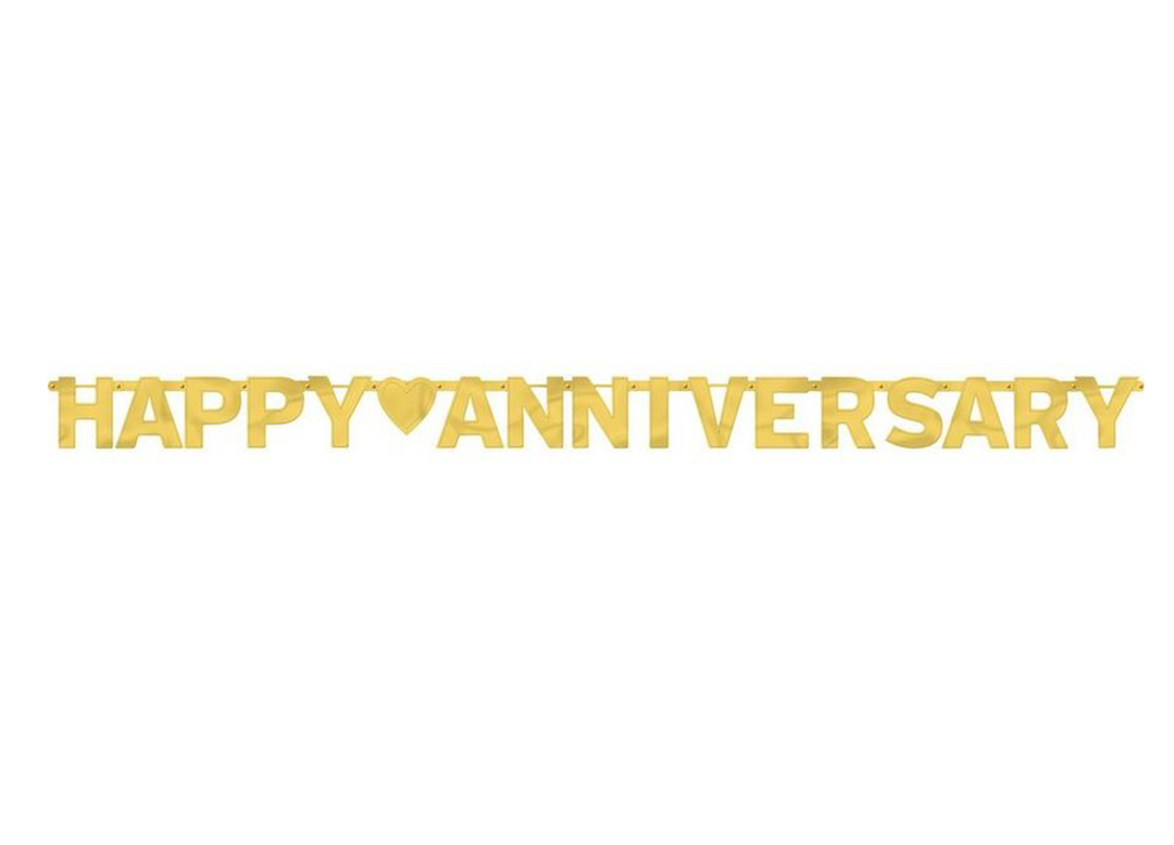 Gold Happy Anniversary Party Banner