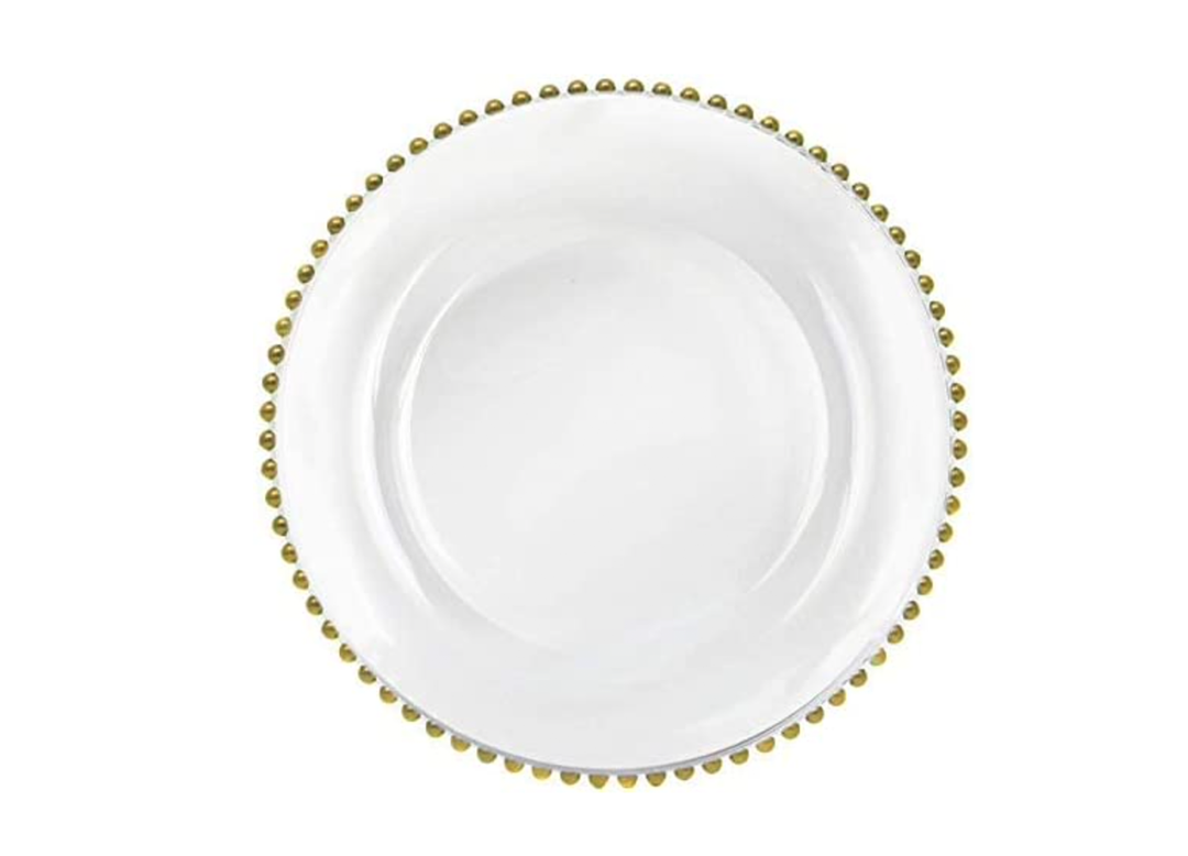 Gold Beaded Transparent Charger Plate 1ct
