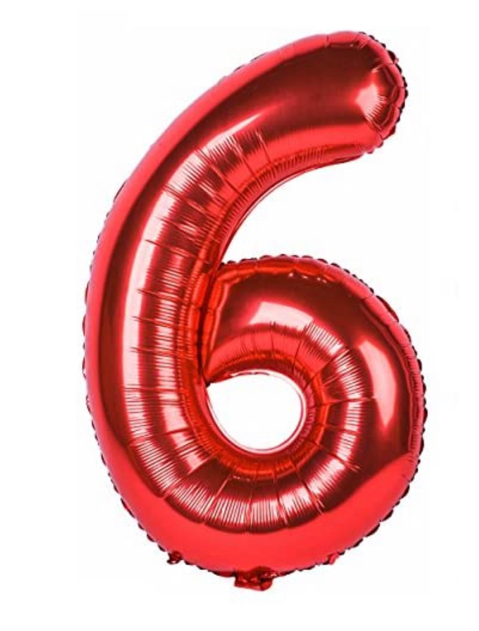 red 6  Shaped Foil Balloon