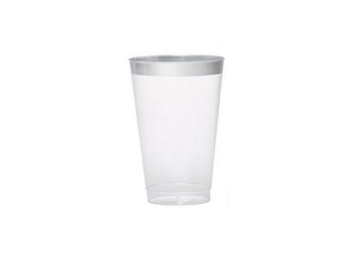 Silver -Trimmed Premium Plastic Tumbler, 16oz, 16ct (Disposable)