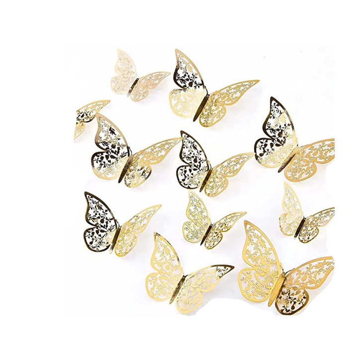Metallic Gold 3D Butterfly Wall Decor 8ct